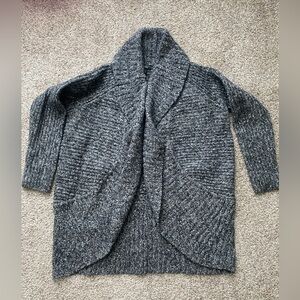 Talbots Womens Speckled Knit Cardigan Sweater Shawl Collar Open Front Gray 1X